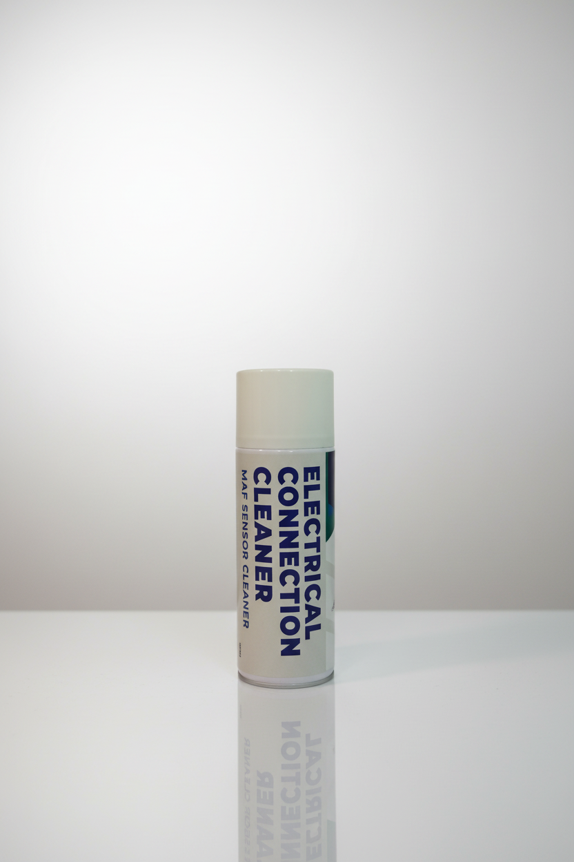 Can of electrical connection cleaner on a white surface